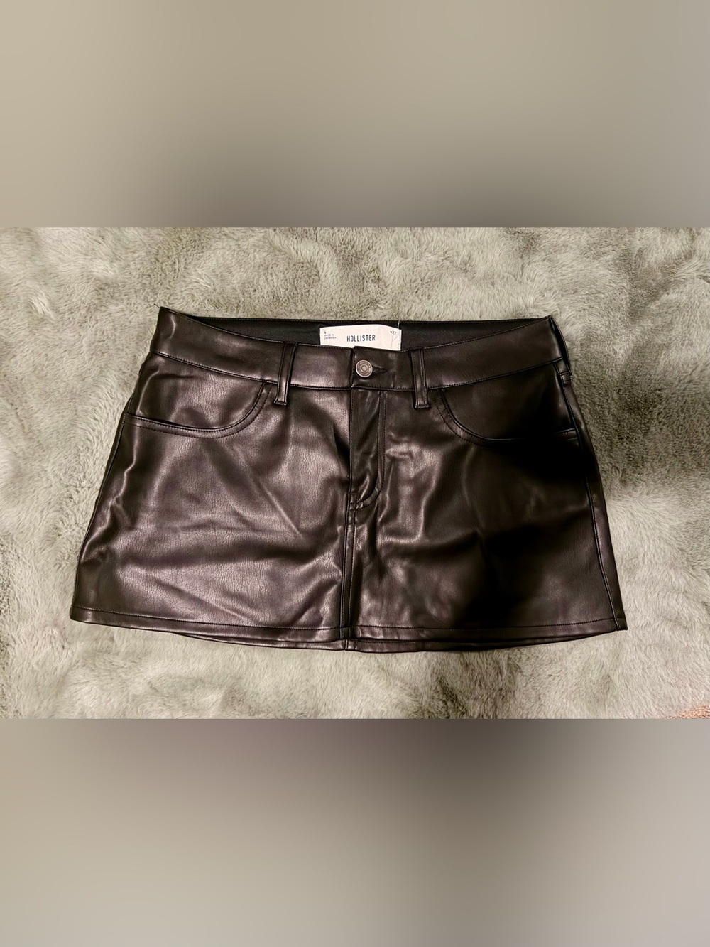 Hollister Faux Leather Mini Skirt in Black